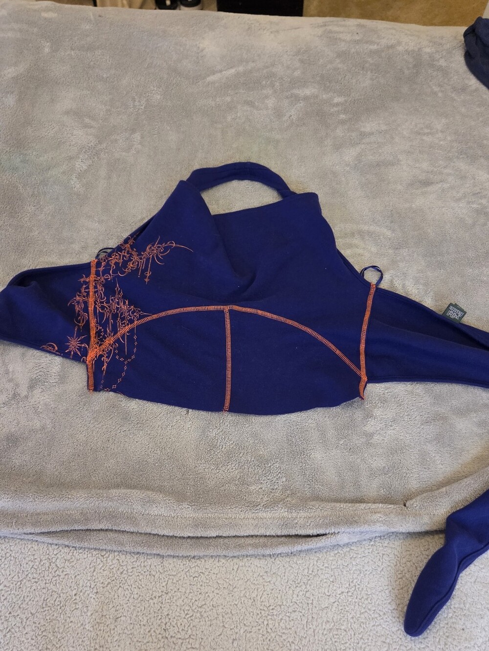 Wild fable.Women's Navy Blue Halter Crop Top with Orange Stitching